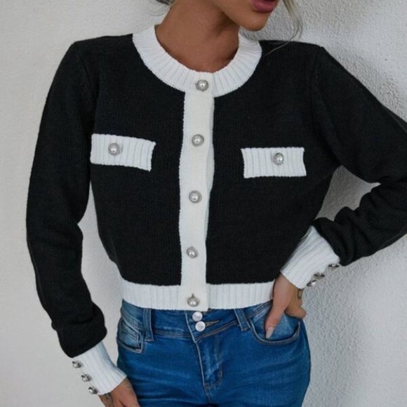 Classic Black Button Detailed Cardigan - Picture 6 of 9